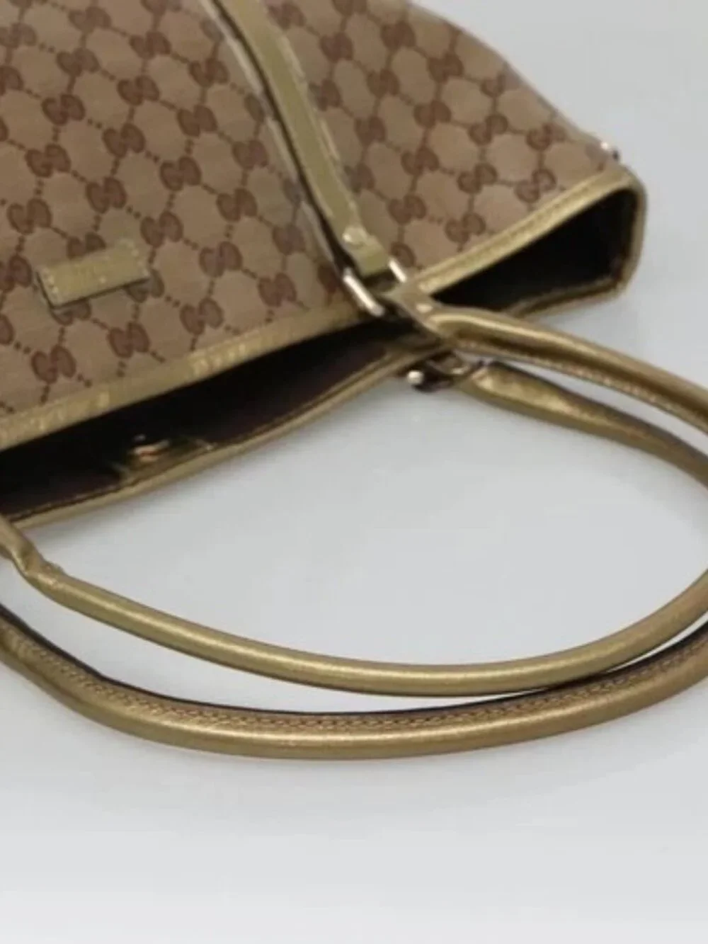 GUCCI GG Crystal Tote Bag Coated Canvas Beige Gold 197953 Auth ep9440